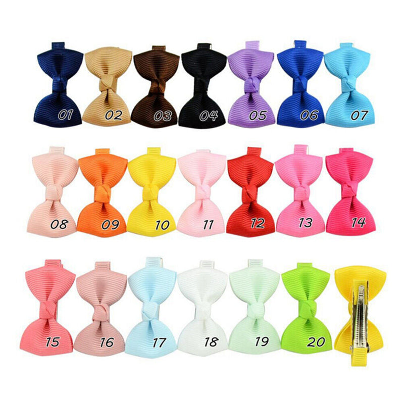 20Pcs Hair Bows Band Boutique Alligator Clip Grosgrain Ribbon Girl Baby LJ