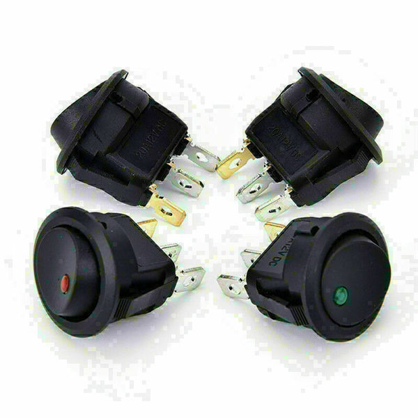 4 x SmartSwitch 12V Round Rocker ON/OFF Car/Van/Dash/Boat HOT Black Q2L5 H1 A9W8
