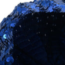 Lady Costume Stretch Sparkly Shining Sequin Beret Beanie Hat Dark Blue