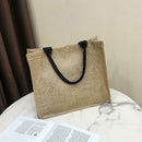 Women Linen Tote Casual Shoulder Bags Fashion Lady Print Handbags (Black S) A
