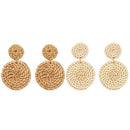 Rattan Woven Hoop Earrings Handmade Straw Dangles Wicker Braid Drop Earring Z7Y3