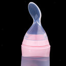 Baby Silicone Feeding With Spoon Feeder Food Rice Cereal Bottle pink