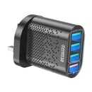Multi Port USB Charger 4 Port Wall Adapter Hub Power Supply UK Plug Black