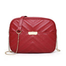 Women Simple Leather Crossbody Bag Chain Shoulder Messenger Handbag (Red) A