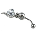 1pcs Rhinestone Crystal Heart Barbells Belly Button Rings Body Piercing whi G3B9