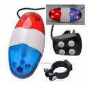 Bike Bicycle Cycling 4 Sounds 6 LED Police Car Siren Electric Light Horn Bell sf
