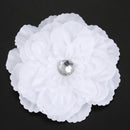 Rhinestone Peony Flower Hair Clip for Girl Toddler Lady White