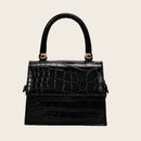 Alligator Pattern Leather Crossbody Handbag Women  Shoulder Totes (Black)