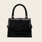 Alligator Pattern Leather Crossbody Handbag Women  Shoulder Totes (Black)