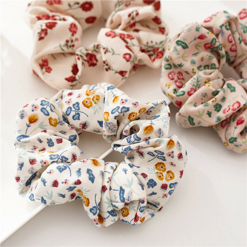 5x Elegants Womens Girls Floral Scrunchies Hair Band Elastic Hair Rope Ring Updo