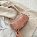 Retro Alligator PU Leather Handbag Women Casual Totes Shoulder Bag (Pink)