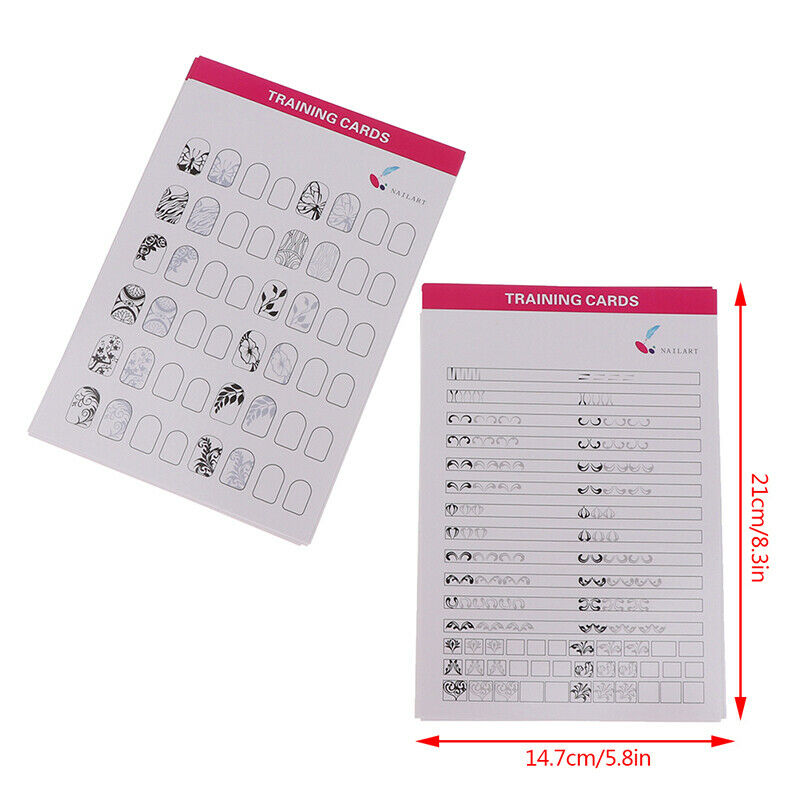 12pcs/set Drawing Nail Art Practice Learning Template Painting Guide Paper SEAU