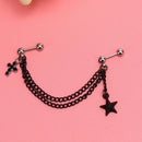 Black Cross Drop Star Tassel Earrings Tragus Helix Cartilage Piercing Ear St Gw