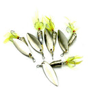 10Pcs/Set Spinner Fishing Baits Metal Artificial Lures Fishing Yellow Feather SE