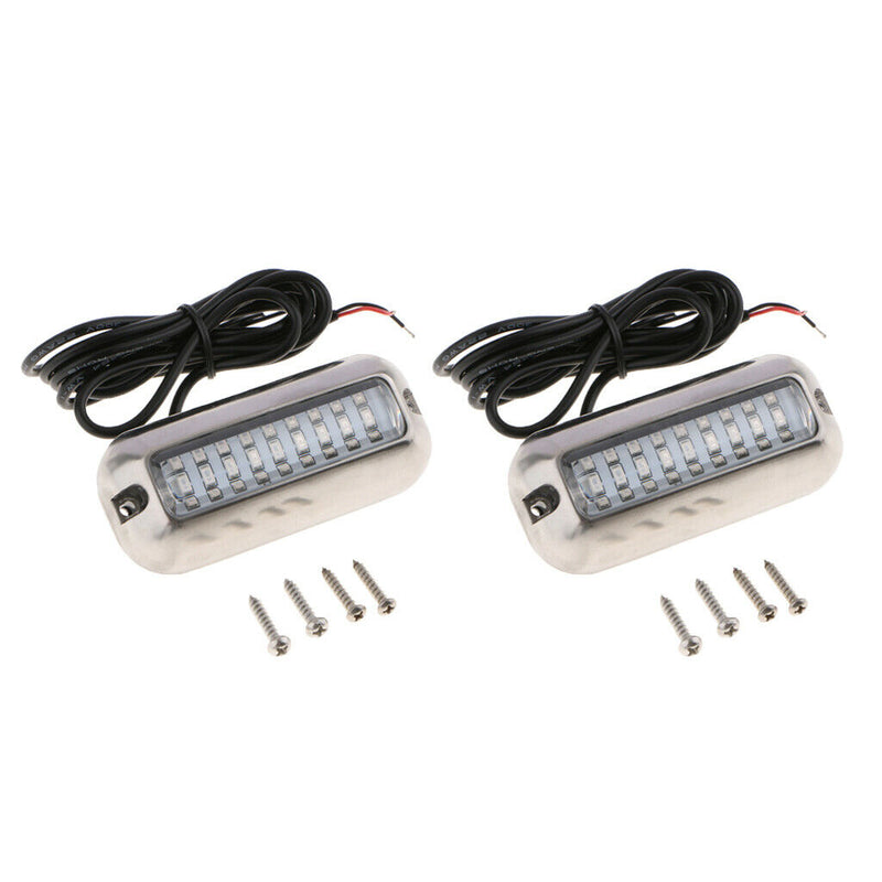 2pcs 27 LED Stainless Steel Underwater Marine Boat Transom Fishing Lights Green
