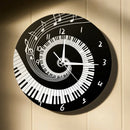 Elegant Piano Key Clock Music Notes Wave Round Modern Wall Clock Without Ba
