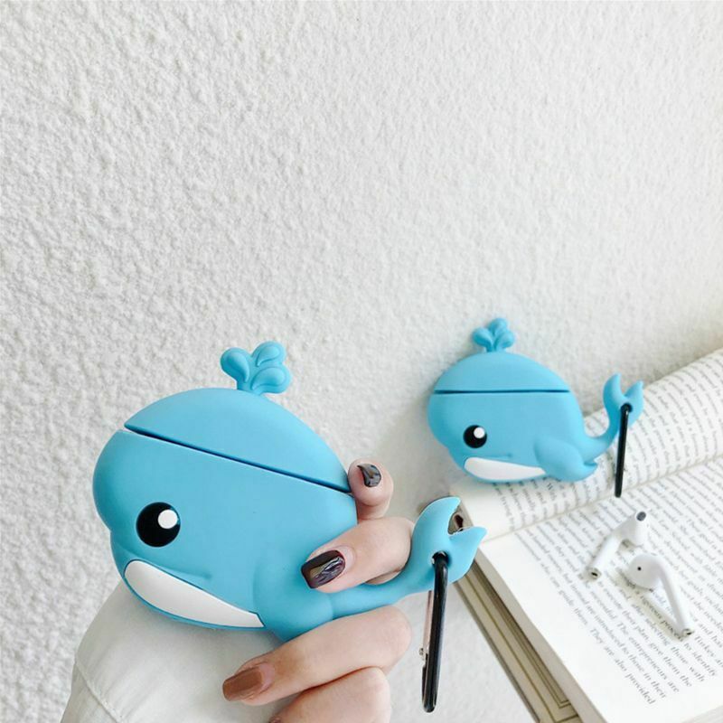 Cute Whale Pattern Soft Silicone Protective Case for Airpods 1/2 Charging Box