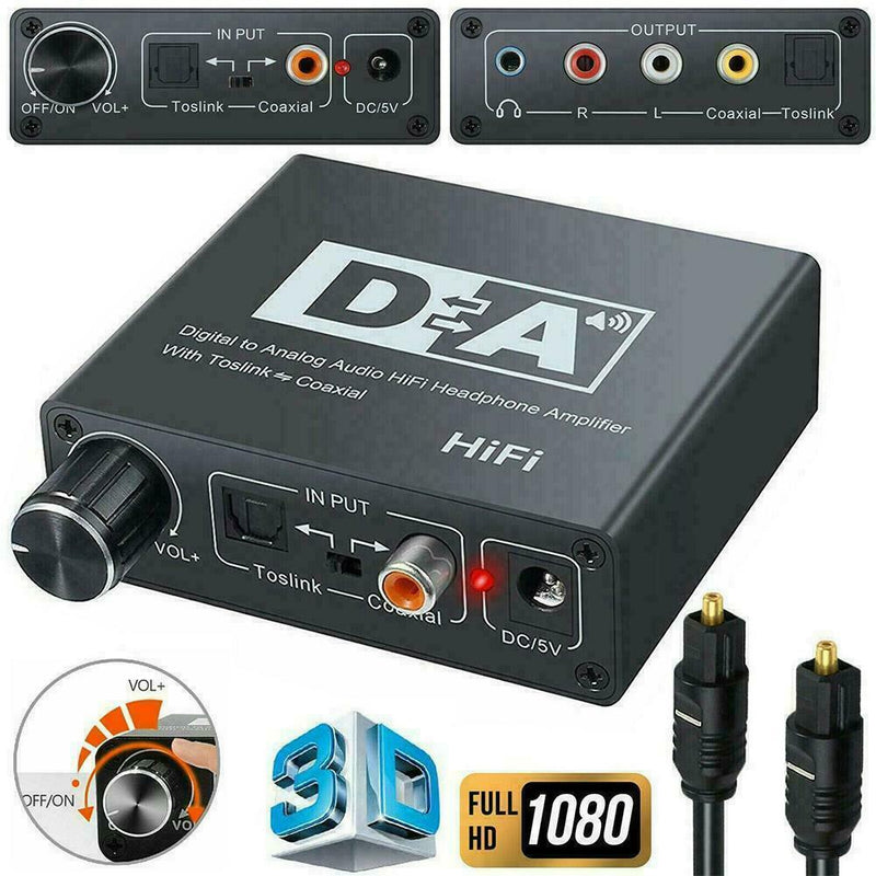 Digital Optical Toslink Coaxial Digital to Analog Audio Converter RCA Adapt Z7V9