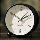 4'' Non-Ticking Quartz Battery Operated Analog Alarm Clock Nightlight Black