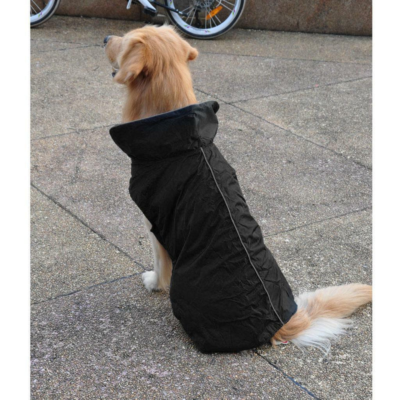 Black Dog Pet Raincoat Waterproof Outdoor Rain Jacket Fleece Lined Coat M