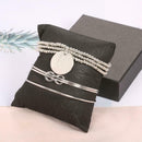 3pcs/set Knot Beads Open Hand Chain Women Wafer Pendant Bracelet Jewelry