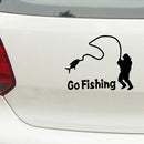 Interesting 1 Pcs Car Stickers Funny Go Fishing Black Decals 5.51"*4.33" JR