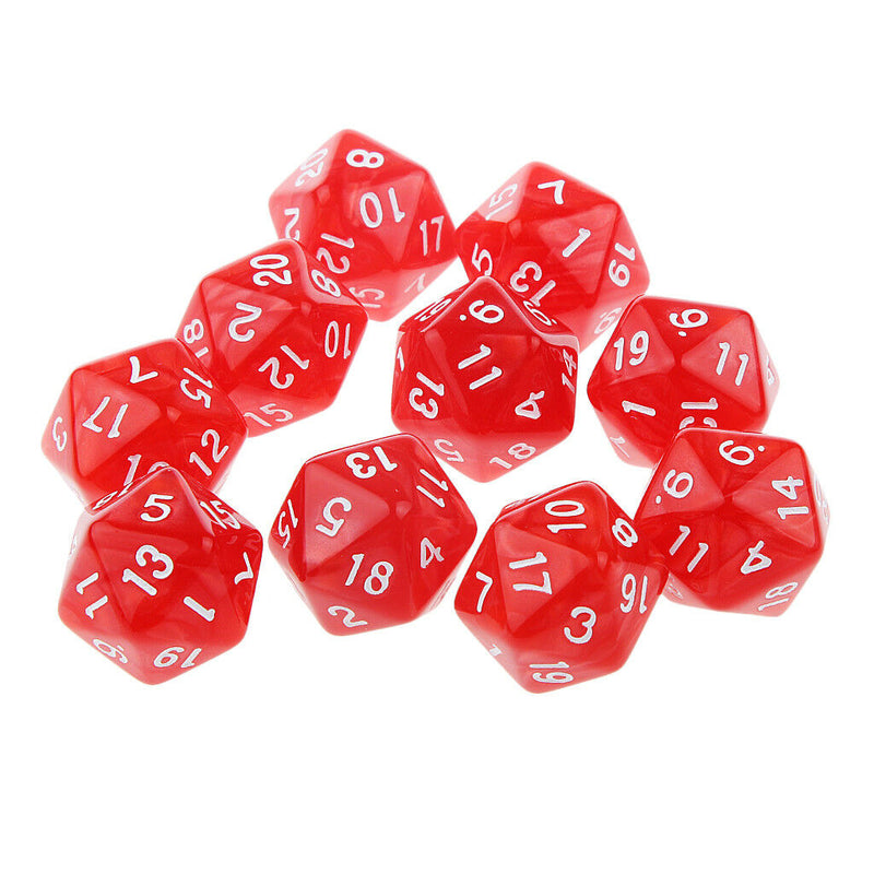 20pcs 20 Sided Dice D10 Polyhedral Dice for Dungeons &Dragons DND RPG MTG