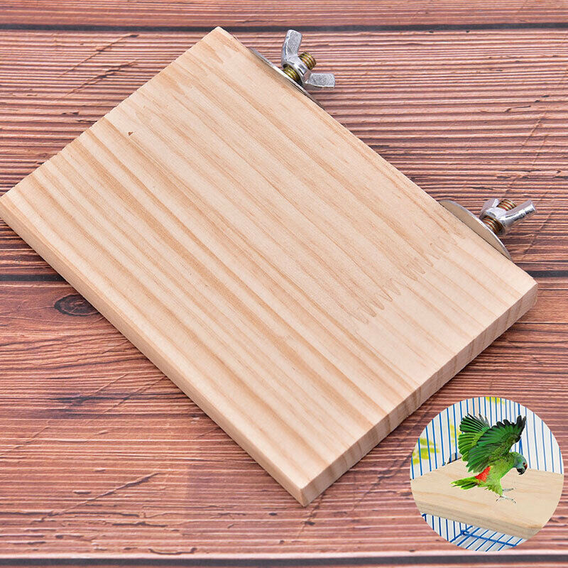 Parrot Bird Standing Platform Wood Square Cage Board Hamster Pet Budgie ToyB Gw