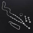 Fashion Wedding Jewelry Rhinestone Crystal Necklace Earrings Bracelet Ring Set ^