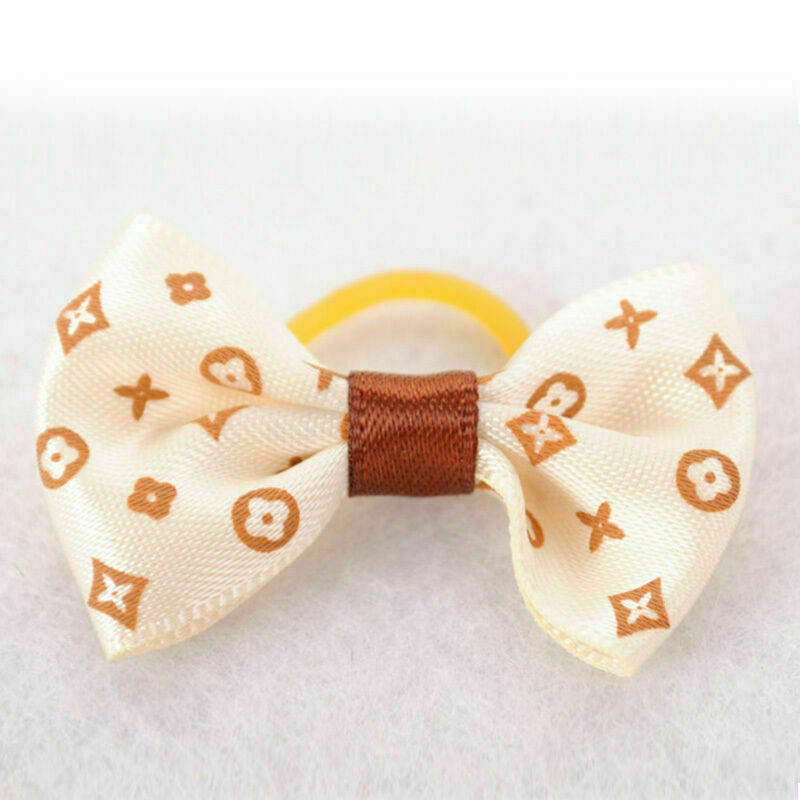 50pcs New Assorted Pet Cat Dog Hair Bows with Rubber Bands Grooming Acces.w G9I6