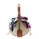 Women's straw bag Crossbody bag Woven bag Summer leisure bag Small round si E7B1