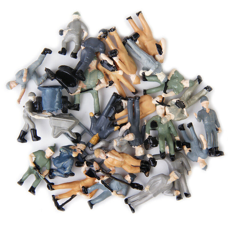 25pcs 1:87 Painted Train Railway Worker People Figures with ladder & bucket