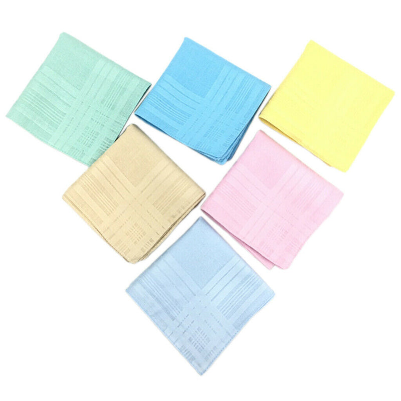 12x Classic 100% Cotton Plain Handkerchiefs Square Hankie Party Kerchiefs