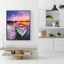 5D DIY Full Round Drill Diamond Painting Sunset Ship Cross Stitch Mosaic