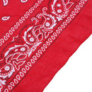 Red bandana scarf with square black white paisley pattern on both sides (Re