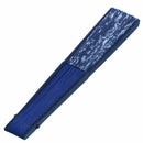 dark Blue Bamboo Frame Rose Pattern Foldable Hand Fan for Women K5M4