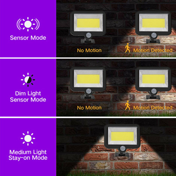Outdoor Night Lighting COB 100LED Solar Wall Split Lamp Motion Sensor Waterproof