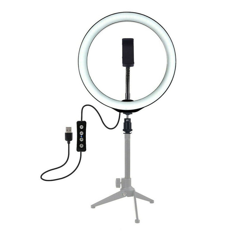 LED Ring Light Lamp Selfie Camera Phone Studio Tripod Stand Video Dimmable bs