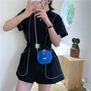 Mini Round Tote Shoulder Bag Women Leather Chain Messenger Purse (3 Blue)