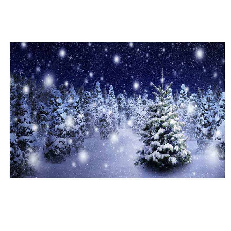 Christmas Tree Snowy Sky Wall Art Hanging Tapestry Dorm Bedspread Decor E