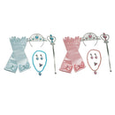 2 Sets Belle Princess Fancy Dress Kit Pink Blue Jewelry Set Fairy Wand Crown