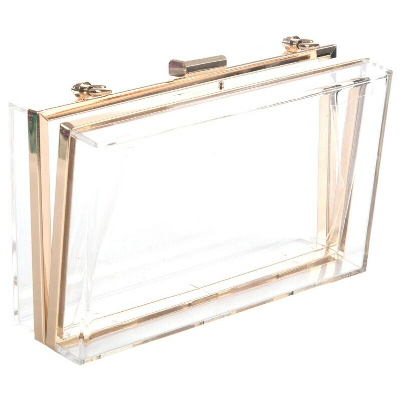 Women Cute Clear Acrylic Box Clutch Crossbody Purse Evening Bag E7E1