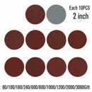 100Pcs 2'' 50mm Mixed Sander Sanding Discs 80-3000 Grit Pads Hook Loop Sandpaper