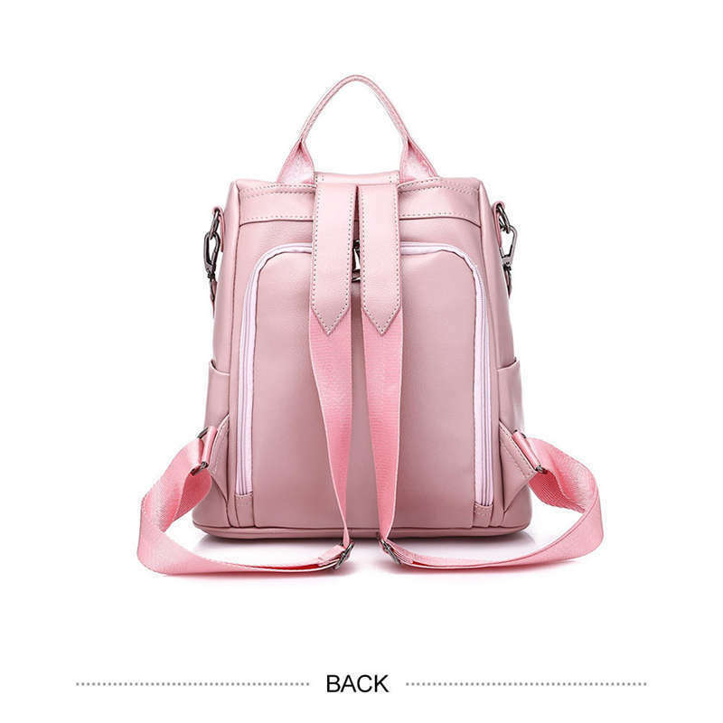 Women'S Shoulder Backpack Soft Leather Sweet Lady Bow Casual Travel Backpac U5E6