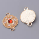 2x Golden Round Flat Back Charms Connector Fit DIY Bracelet Necklace Jewelry