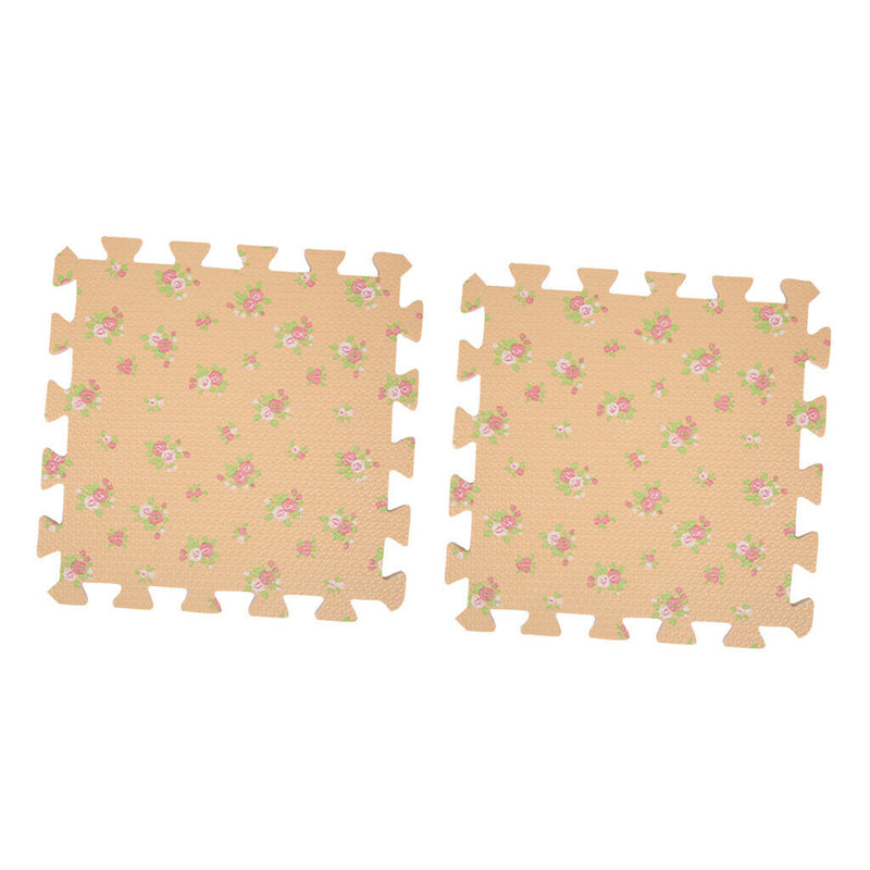 9 Pieces Interlocking Foam Mat Floor Tiles Kids Play Mats Peach Flower