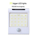 Solar Lights Outdoor Motion Sensor Light Wireless Super Bright 20 LED Water J4E3
