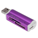 USB2.0 4 in 1 Multi Memory Card Reader for SD/SDHC/Mini SD/MMC/TF (Purple)