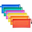 12 Pieces 6 Colors Pencil Pouch Zipper File Bags Waterproof Double Layer fo