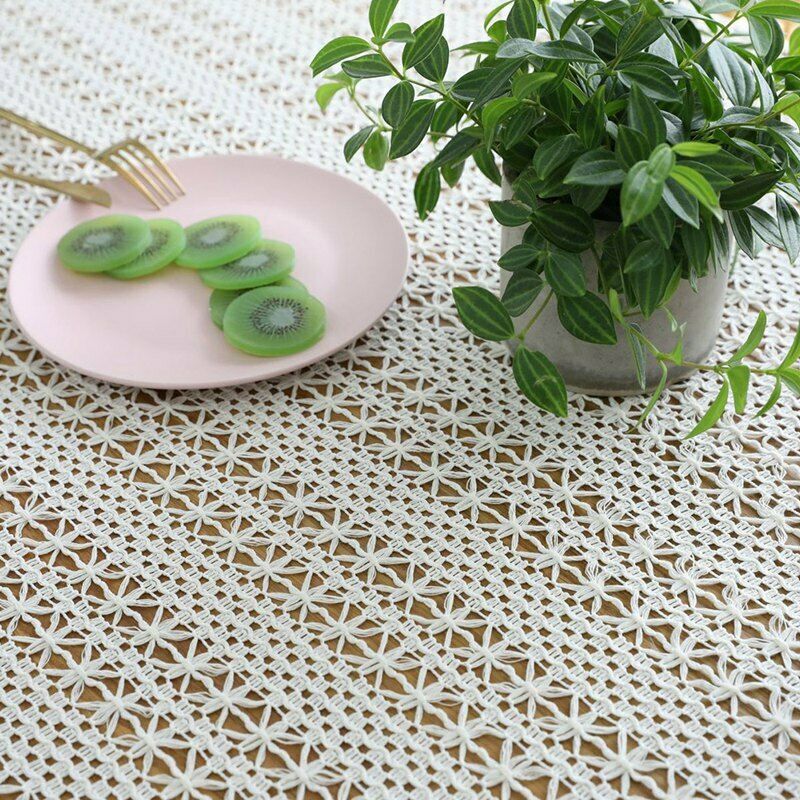 White Table Clothes For Wedding Rectangle Crochet Tables Cover Handmade Hol D5C7